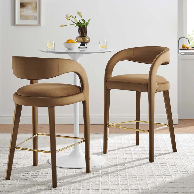 Pinnacle Performance Velvet Bar Stool Set of Two By Modway - EEI-6569
