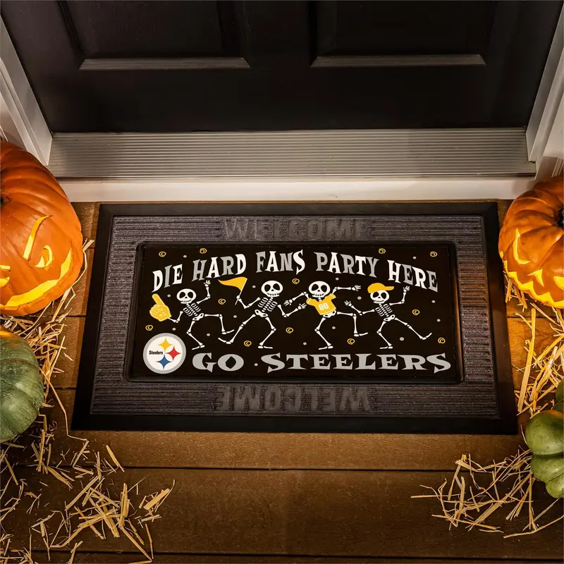 Pittsburgh Steelers Flocked Coir Halloween Sassafras Switch Mat, 22"x10"