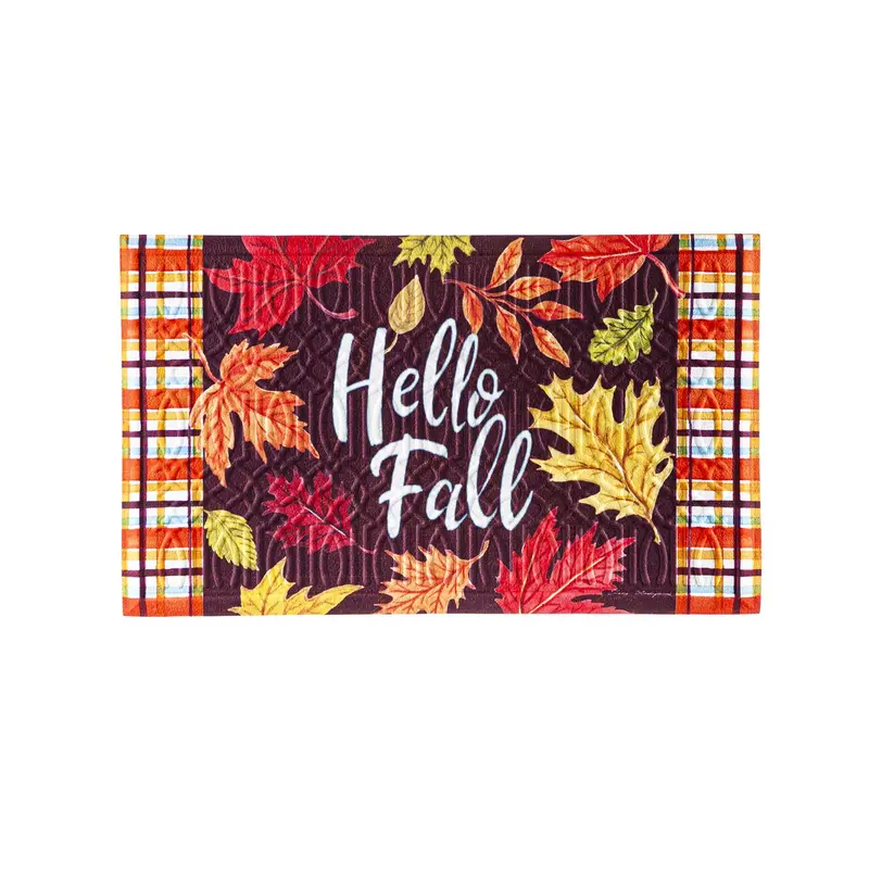 Plaid Hello Fall Embossed Floor Mat