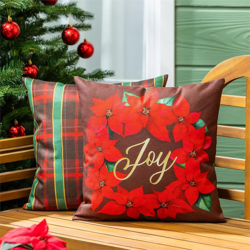 Plaid Joy Wreath Pillow Cover