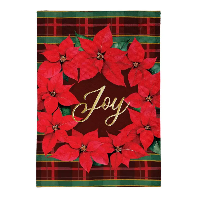 Plaid Joy Wreath Suede Flag House