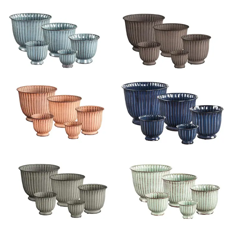 Planter Program Ribbed Bell Style, 2 finishes, 6 colors, 5 sizes, Pallet Program