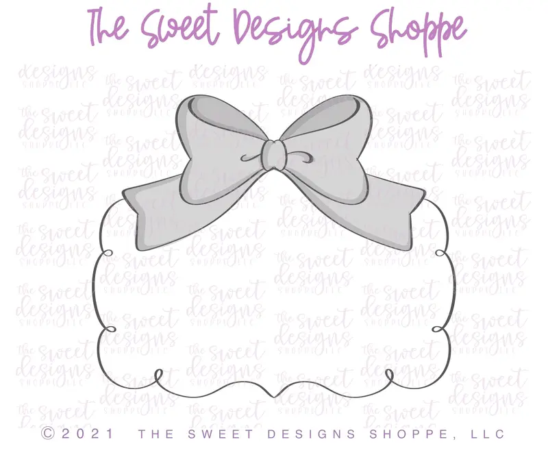 Plaque One Long with Bow v2- Cookie Cutter