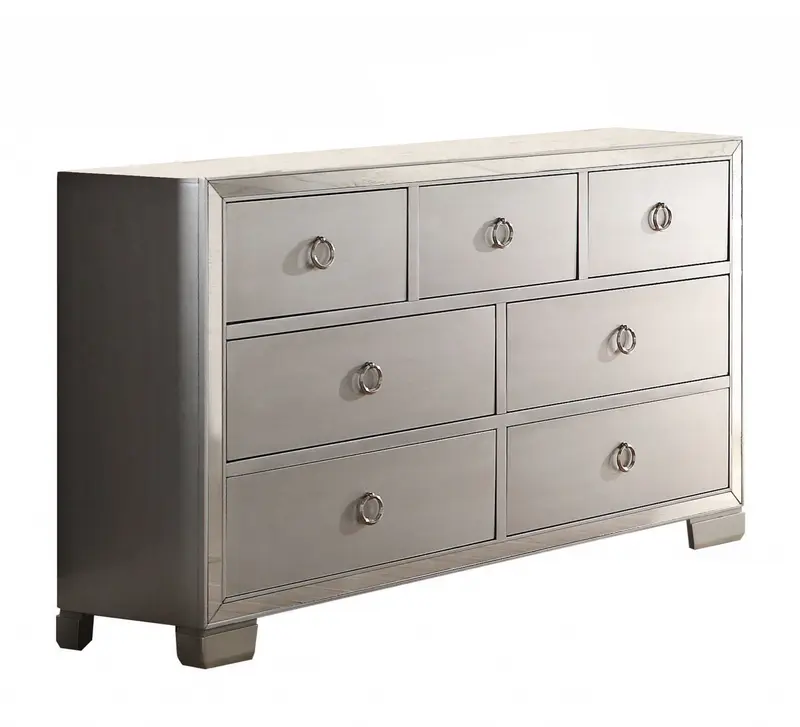 Platinum Solid and Manufactured Wood Seven Drawer Triple Dresser By Homeroots