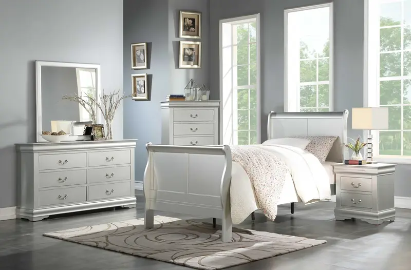 Platinum Wood Twin Bed By Homeroots - 347107
