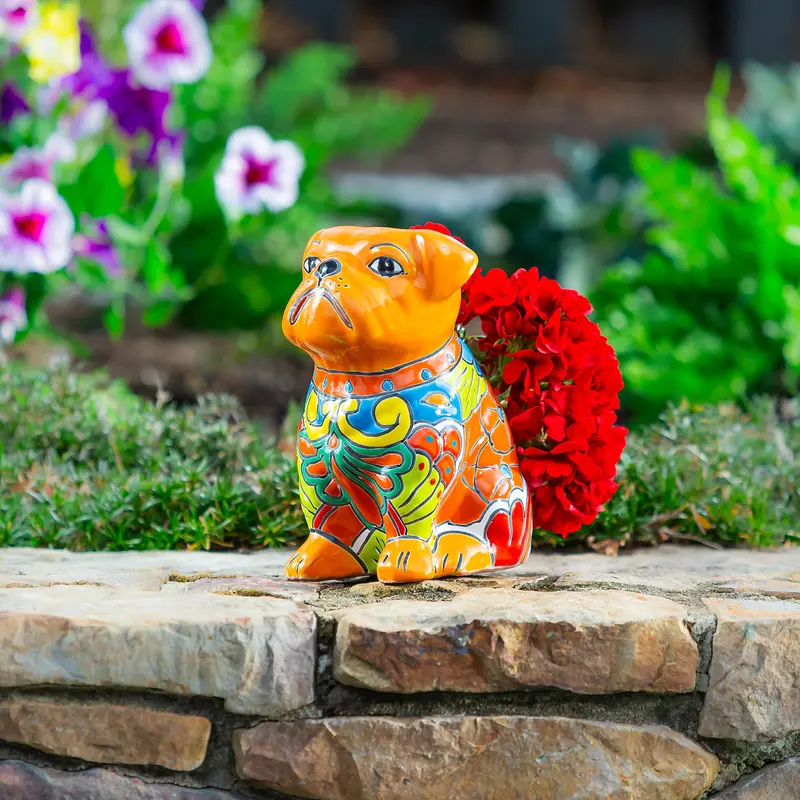 Plow & Hearth Animal Shaped Talavera Planter - Dog
