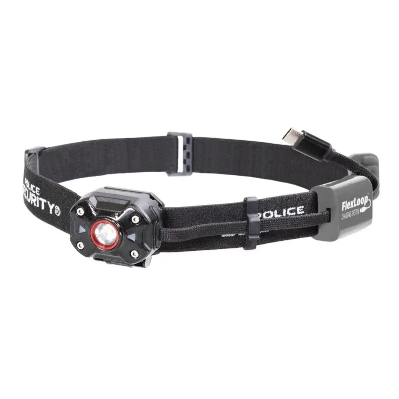 Police Security 600 lm Black LED Rechargeable Head Lamp (Pack of 4)