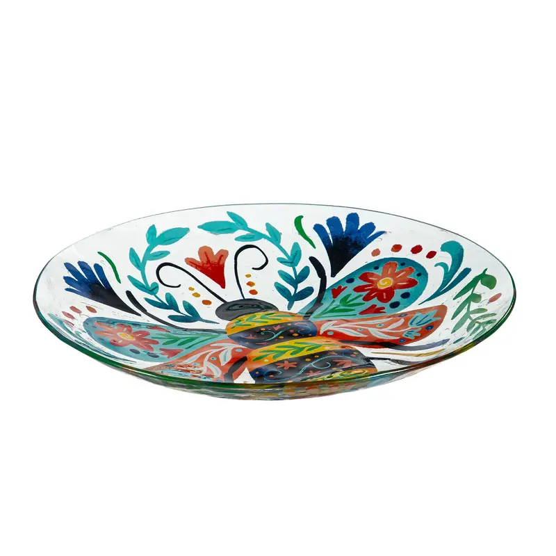 Pollinator Garden Birdbath, Folk Art Bumblebee, 18"