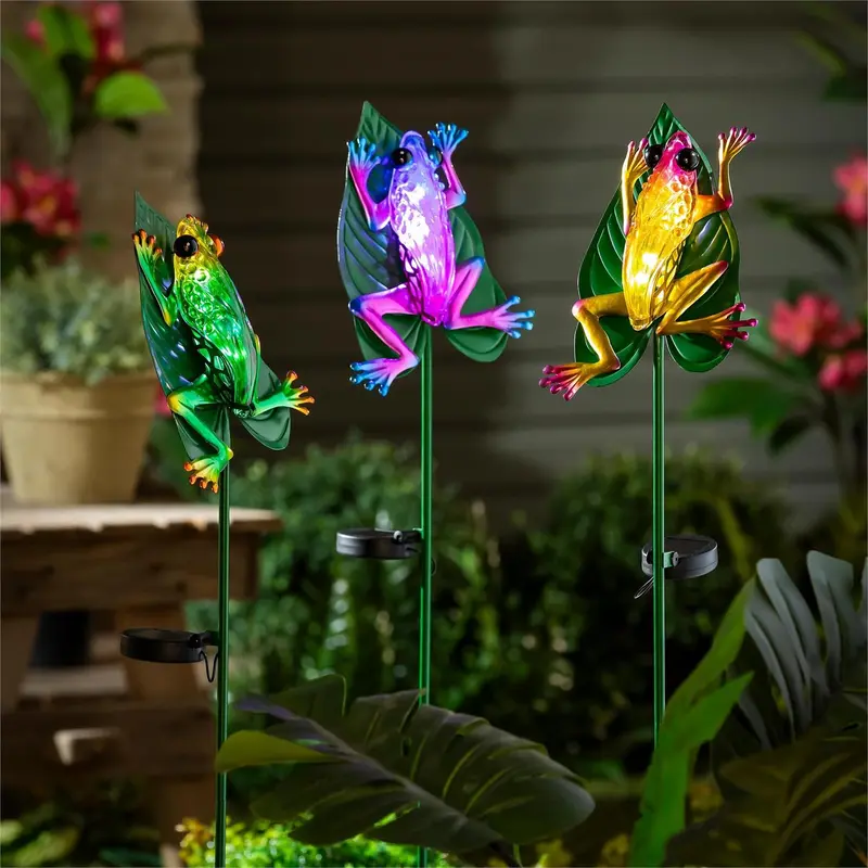 Pollinator Garden Stake, Solar Frog, 39", CDU
