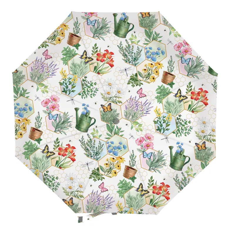Pollinator Garden Umbrella Manual Compact with Sleeve, Gardening, 38" Canopy x 22.5"H