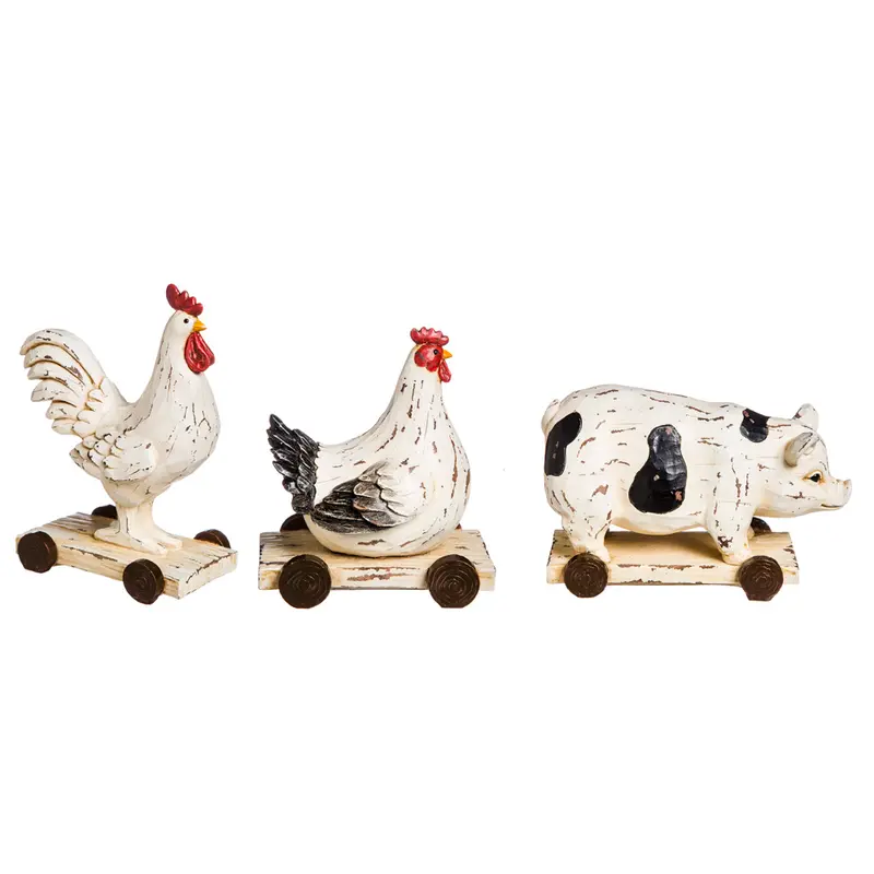 Polyresin Farm Animal Table Decor, 3 ASST