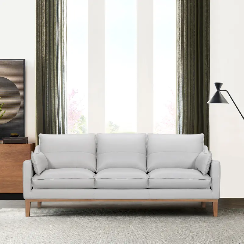 Pompeii 87" Dove Gray Leather Sofa By Armen Living