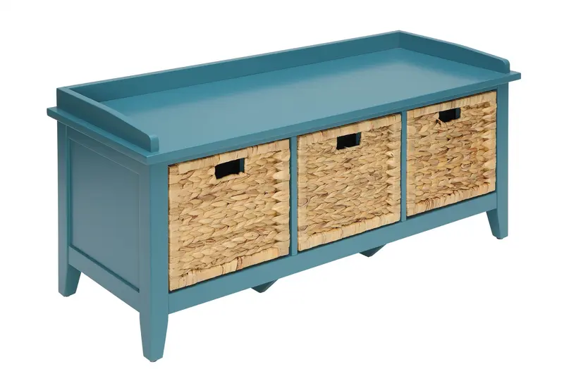 Pop of Color Teal Storage Bench By Homeroots
