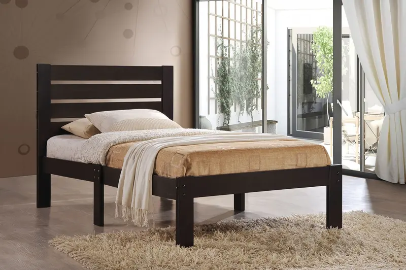 Popular Brown Twin Size Slat Wood Bed By Homeroots
