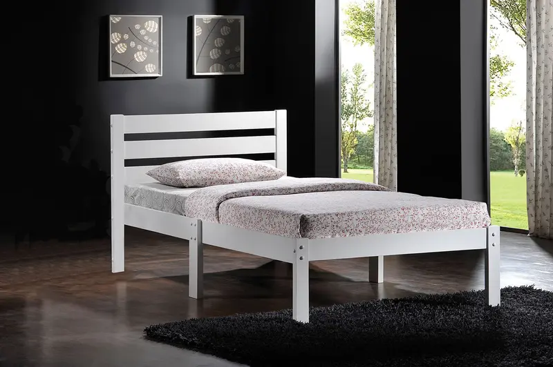 Popular White Twin Size Wood Slat Bed By Homeroots