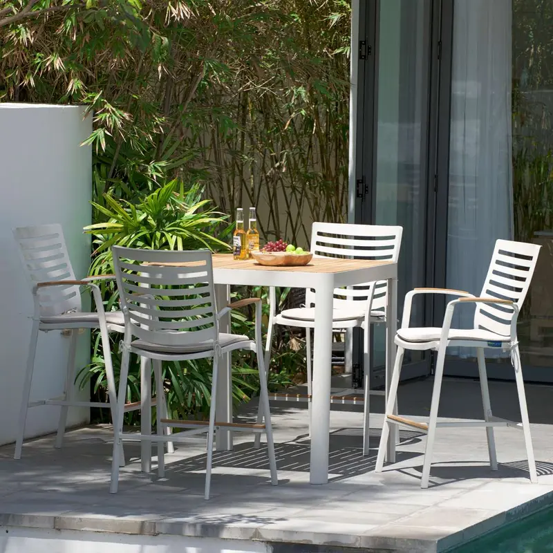 Portals 5 Piece Outdoor Patio Aluminum Bar Set By Armen Living