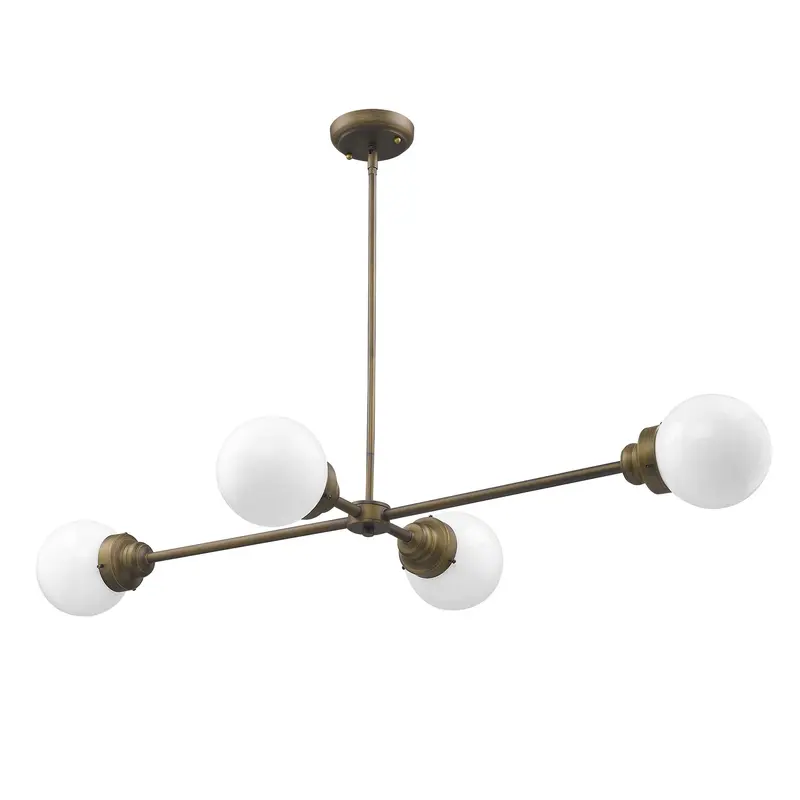 Portsmith 4-Light Raw Brass Island Pendant With White Globe Shades By Homeroots