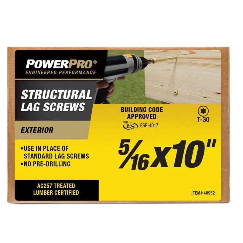 PowerPro 5/16 in. X 10 in. L Star Carbon Steel Lag Screw 1 pk (Pack of 30)