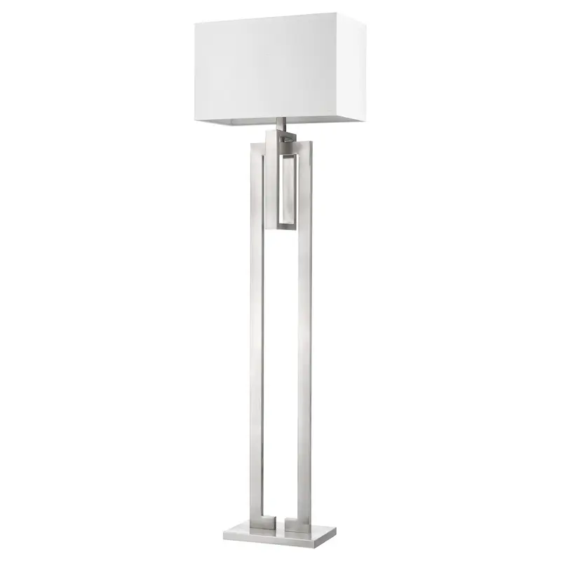 Precision 1-Light Brushed Nickel Floor Lamp With Ivory Shantung Shade By Homeroots