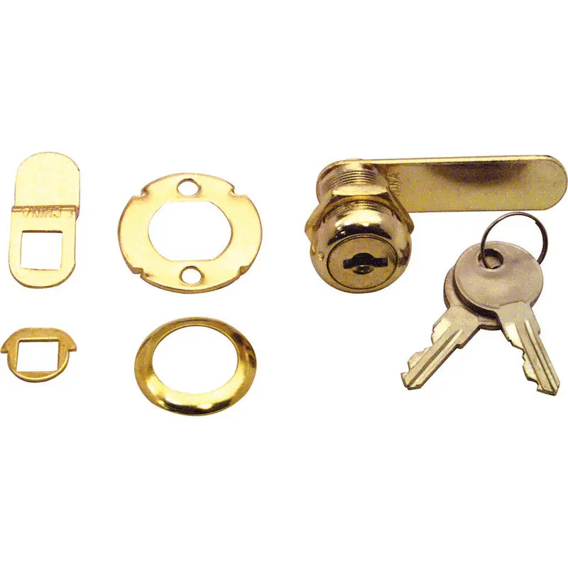 Prime-Line Bright Brass Gold Steel Cabinet/Drawer Lock - Open Box