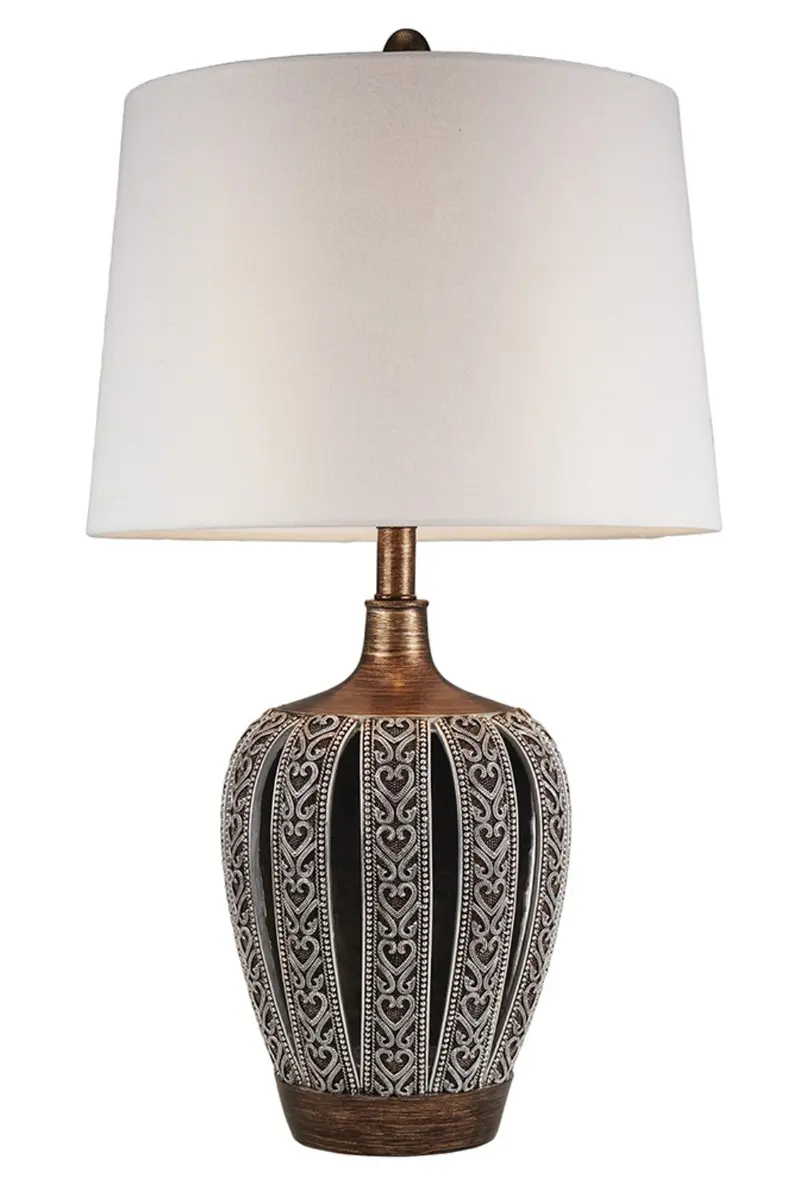 Primo Tall Brown Table Lamp with White Lamp Shade By Homeroots