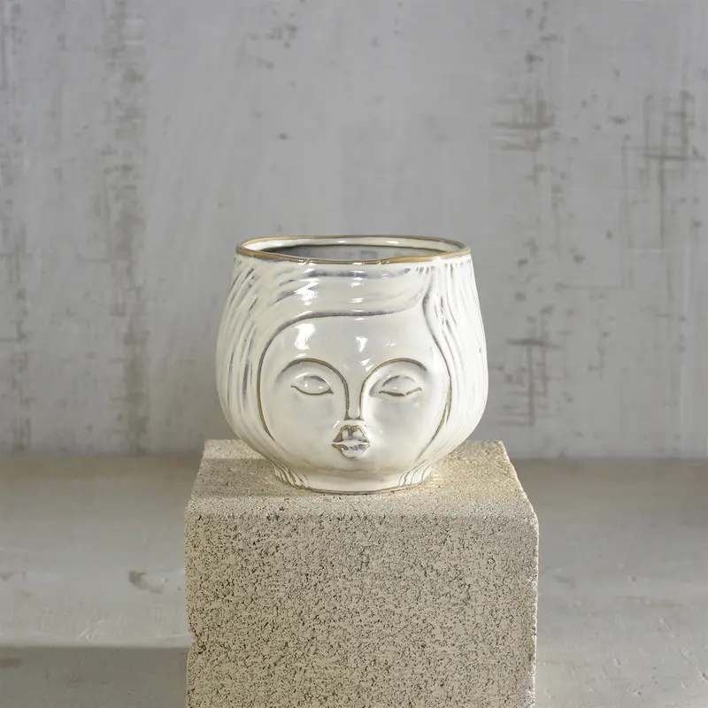 Pucker Up Ceramic Vase - Fancy White Set Of 2 By HomArt