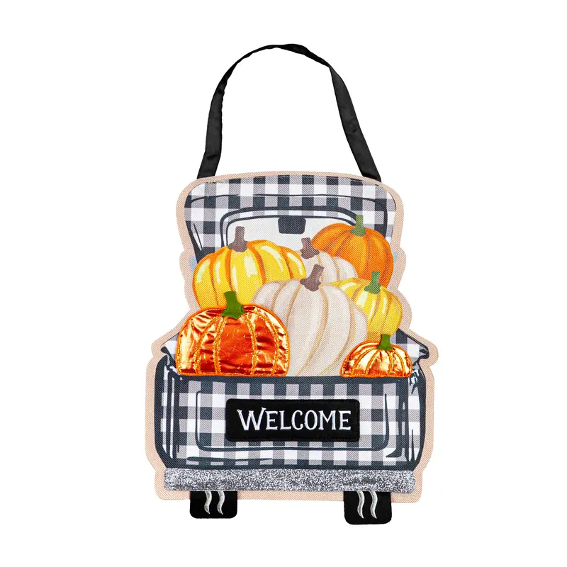 Pumpkin Plaid Truck Door Decor,2dhb1758