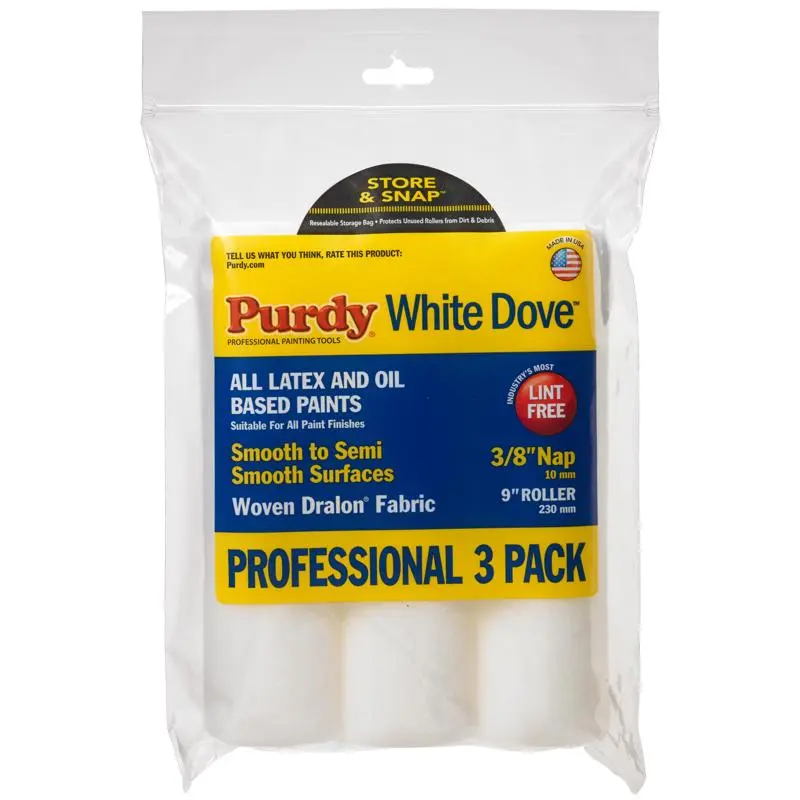 Purdy White Dove Woven Fabric 9 in. W X 3/8 in. Paint Roller Cover 3 pk - Deal of The Week