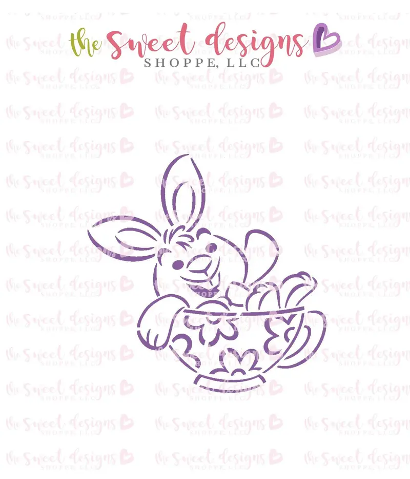 PYOC Stencil - Bunny in Tea Cup - Stencil