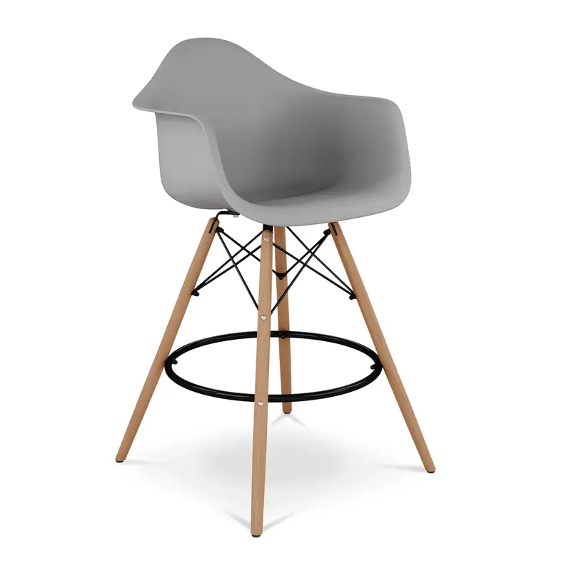Pyramid Counter Stool With Arms, Gray By World Modern Design