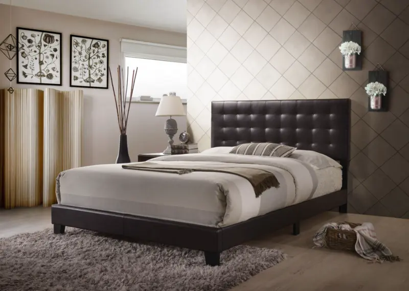 Queen Espresso Pu Bed By Homeroots - 286157