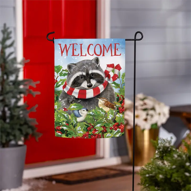 Raccoon & Friends Suede Flag Garden