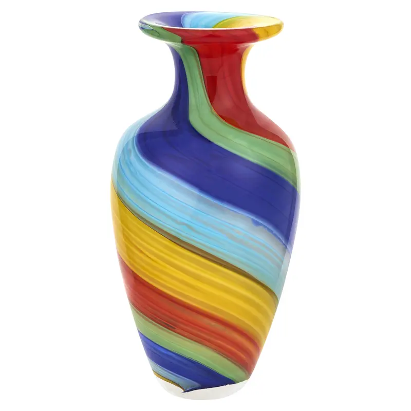 Rainbow Murano Glass Abstract Round Table Vase By Homeroots