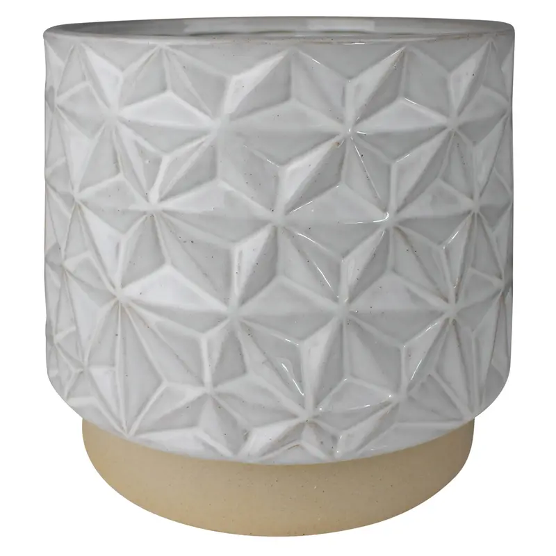 Ramos Geometric Cachepot, Stoneware - Grand By HomArt