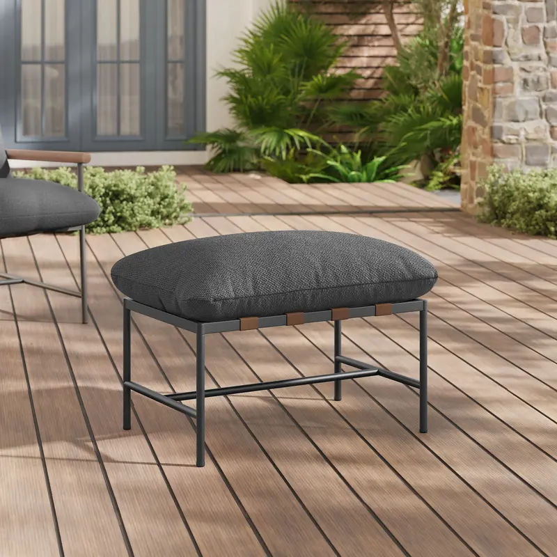 Raya Outdoor Patio Boucle Ottoman by Modway