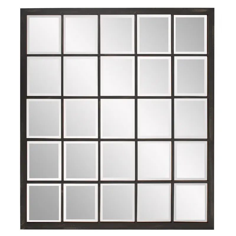 Rectangular Antique Black Finish Mirror with Beveled Edge By Homeroots