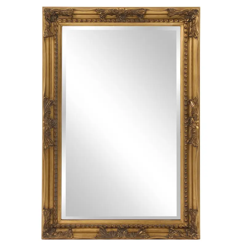 Rectangular Antiqued Gold Wood Frame Mirror By Homeroots