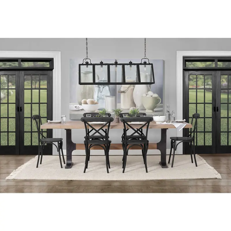 Rectangular Brown Solid Wood Top With Black Metal Base Dining Table By Homeroots - 380482