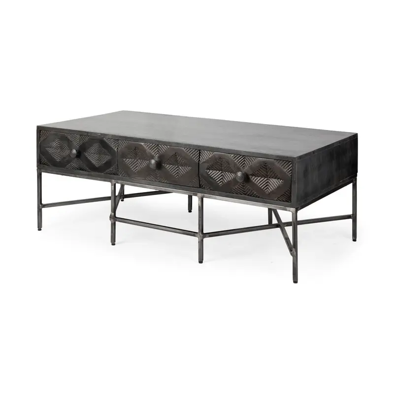 Rectangular Solid Wood Coffee Table w 3 Drawers By Homeroots