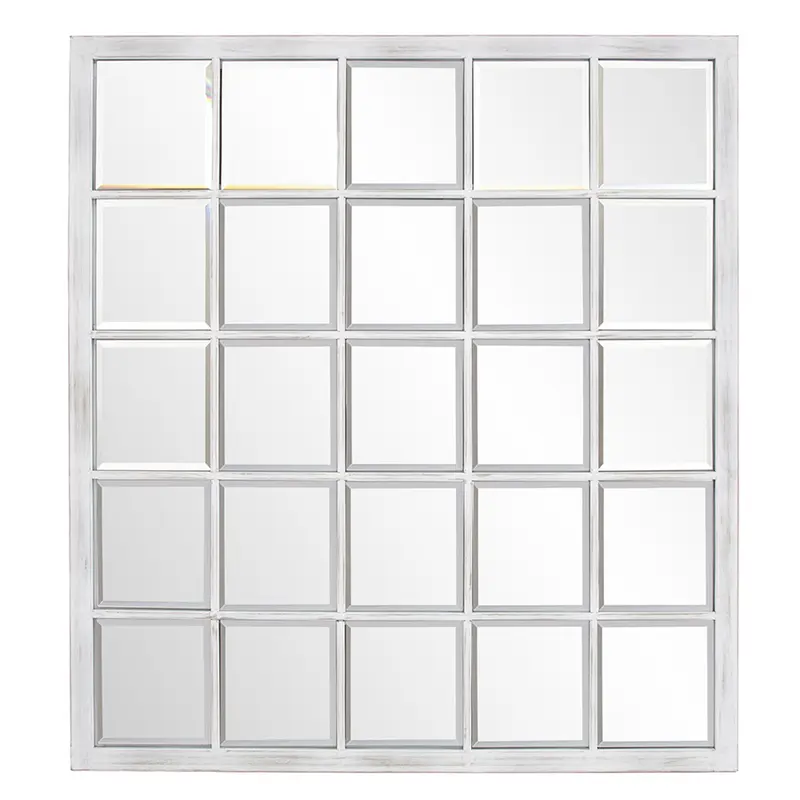 Rectangular Whitewash Window Pane Tile Mirror By Homeroots