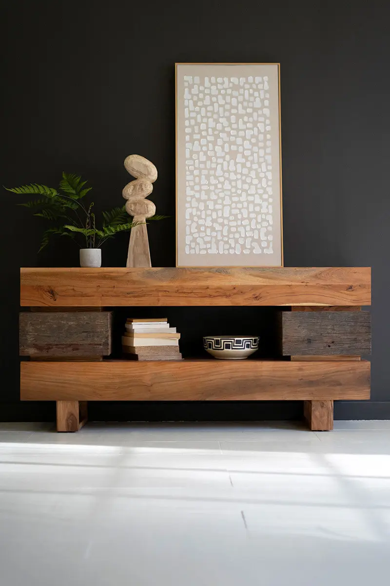Recycled And Acacia Wood Console Table With Two Drawers By Kalalou