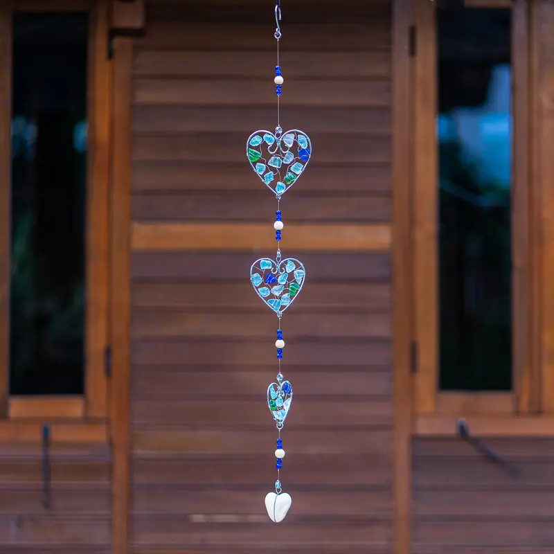 Recycled Glass Garland - Heart Set of 4 By Garden Age Supply
