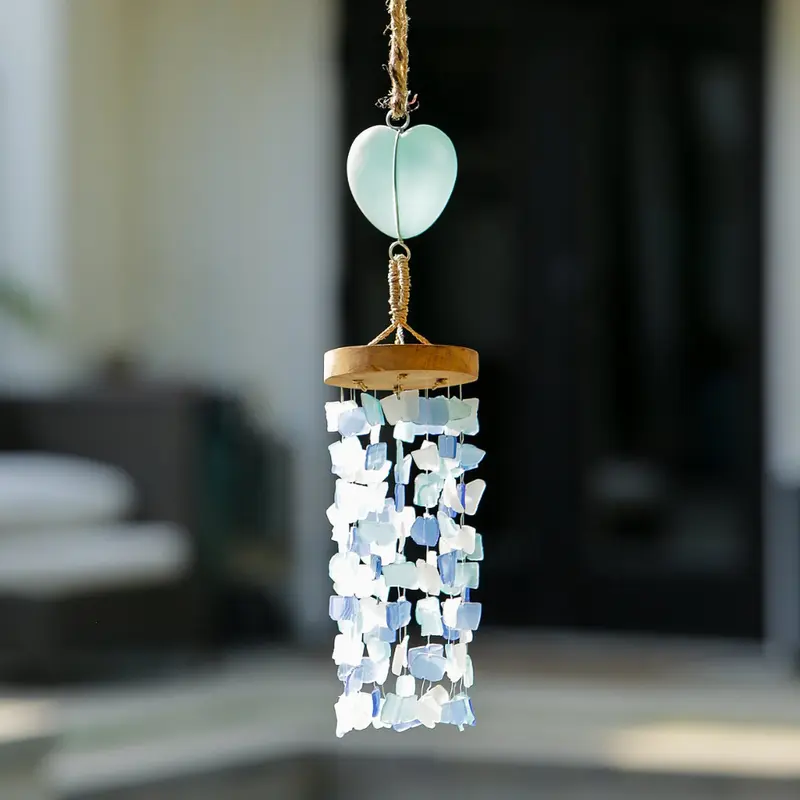 Recycled Glass Heart Mobile Set of 4 By Garden Age Supply