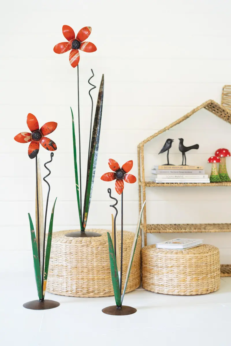 Recycled Iron Flowers Set Of 3 By Kalalou