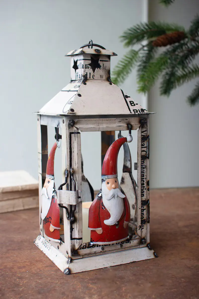 Recycled Iron Lantern - Santa By Kalalou