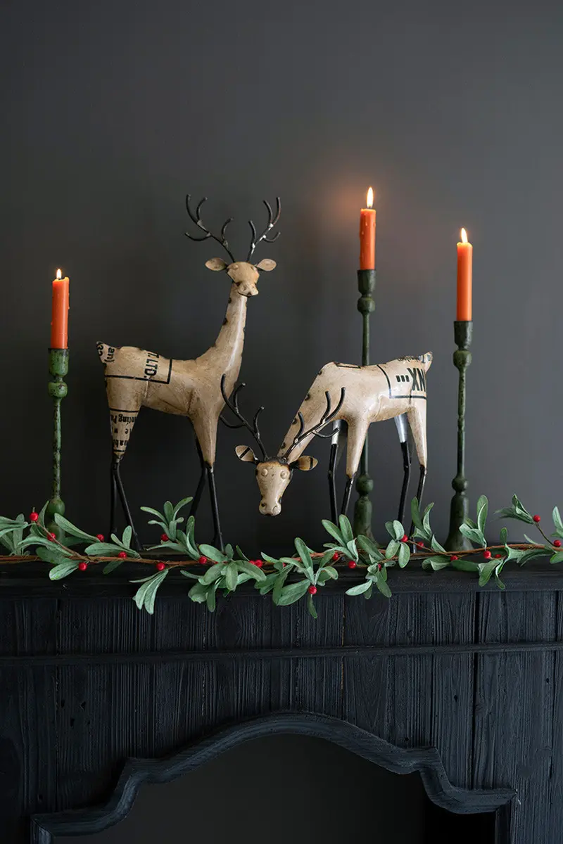 Recycled Iron Reindeer - White Set Of 2 By Kalalou