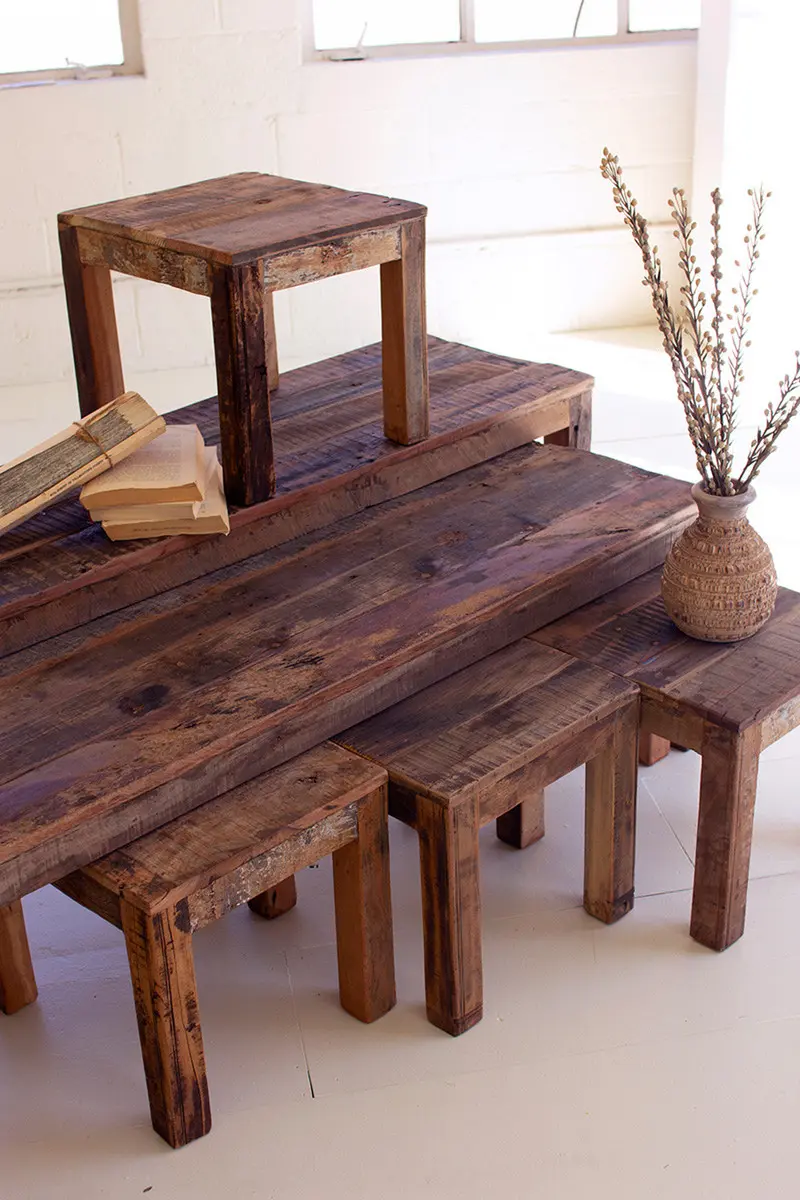 Recycled Wood Benches Set Of 6 By Kalalou