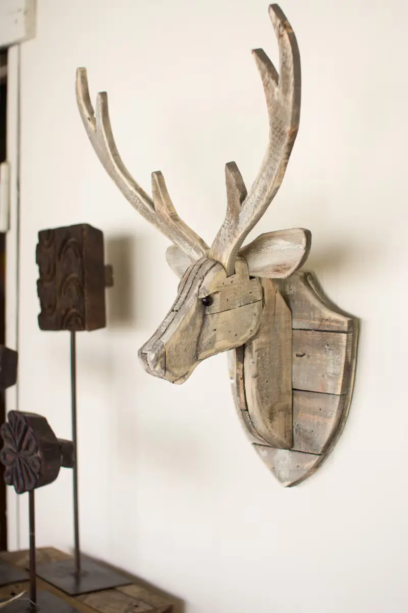 Recycled Wooden Deer Head Wall Hanging (Min 2) By Kalalou