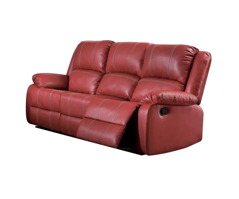 Red PU Upholstery Metal Reclining Mechanism Sofa (Motion) By Homeroots
