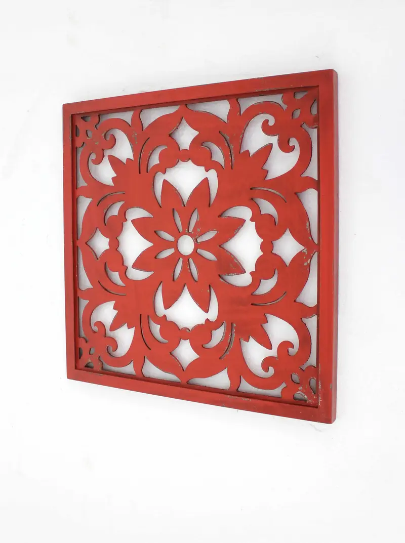 Red Vintage Floral - Wall Plaque By Homeroots